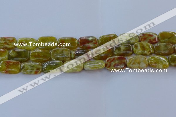 CNS672 15.5 inches 13*18mm rectangle green dragon serpentine jasper beads