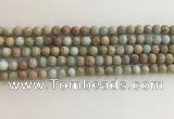 CNS706 15.5 inches 4mm round matte serpentine jasper beads