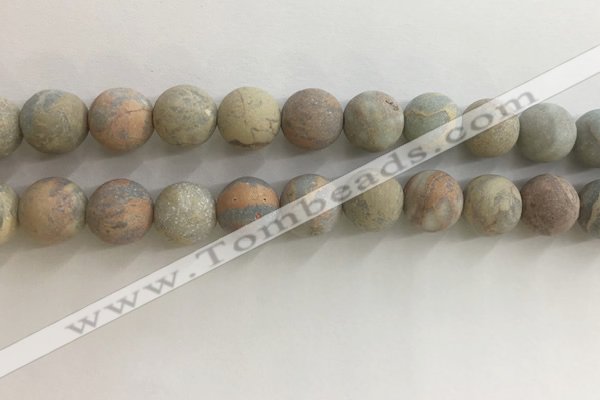 CNS710 15.5 inches 12mm round matte serpentine jasper beads