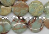 CNS83 15.5 inches 20mm flat round natural serpentine jasper beads