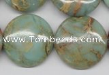 CNS84 15.5 inches 25mm flat round natural serpentine jasper beads