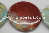 CNS88 15.5 inches 55mm flat round natural serpentine jasper beads