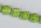 CNT08 16 inches 12mm carved round natural turquoise beads wholesale