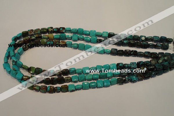 CNT125 15.5 inches 7*7mm faceted square natural turquoise beads