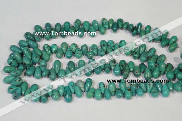 CNT230 Top-drilled 6*12mm - 8*18mm teardrop natural turquoise beads