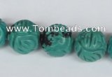 CNT32 16 inches 16mm carved round natural turquoise beads wholesale