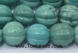 CNT540 15.5 inches 10mm carved round turquoise gemstone beads