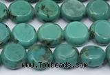 CNT559 15.5 inches 8mm flat round turquoise gemstone beads