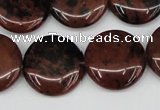 COB101 15.5 inches 20mm flat round mahogany obsidian beads