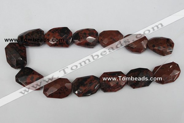 COB103 22*32mm twisted & faceted rectangle mahogany obsidian beads