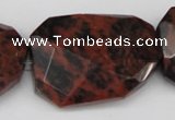 COB104 30*40mm twisted & faceted rectangle mahogany obsidian beads