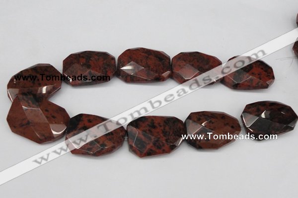 COB104 30*40mm twisted & faceted rectangle mahogany obsidian beads