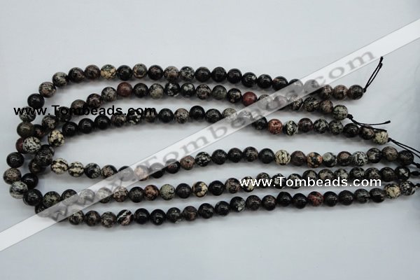 COB151 15.5 inches 8mm round snowflake obsidian beads