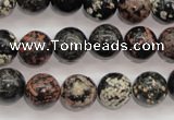 COB153 15.5 inches 12mm round snowflake obsidian beads