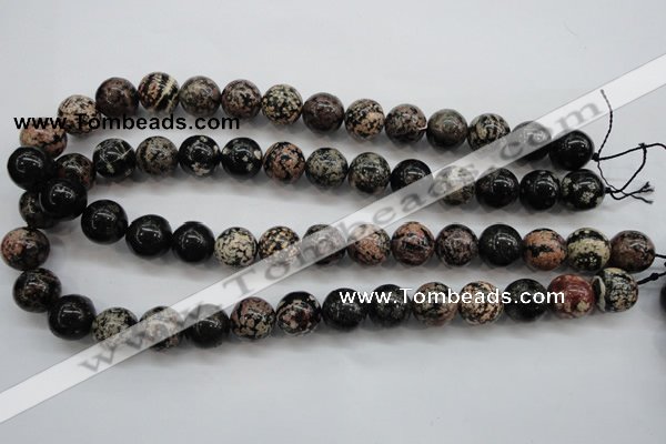 COB154 15.5 inches 14mm round snowflake obsidian beads