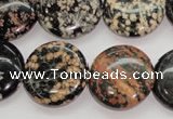 COB155 15.5 inches 20mm flat round snowflake obsidian beads