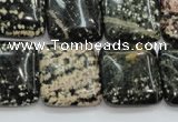 COB166 15.5 inches 20*20mm square snowflake obsidian beads