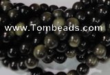 COB252 15.5 inches 6mm round golden obsidian beads wholesale