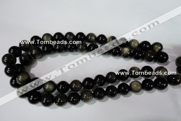 COB256 15.5 inches 14mm round golden obsidian beads wholesale