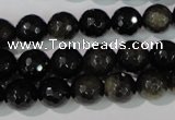 COB265 15.5 inches 10mm faceted round golden obsidian beads