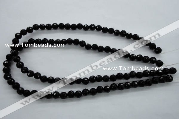 COB353 15.5 inches 8mm faceted round black obsidian beads