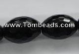 COB377 15.5 inches 18*25mm faceted rice black obsidian beads