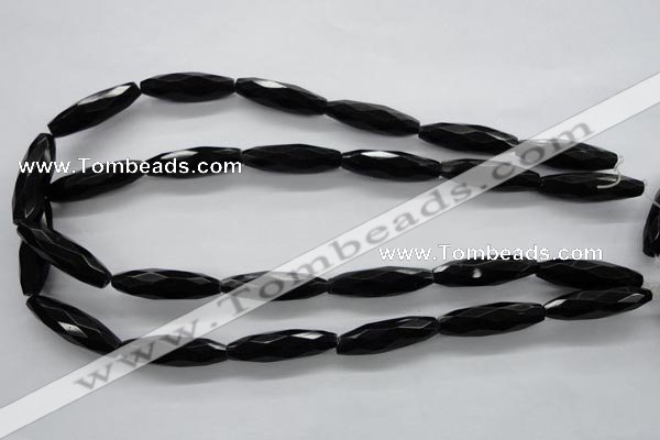 COB378 15.5 inches 8*30mm faceted rice black obsidian beads