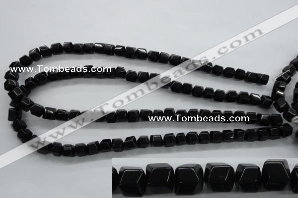 COB388 15.5 inches 8*8mm faceted cube black obsidian beads