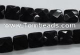 COB390 15.5 inches 10*10mm faceted square black obsidian beads