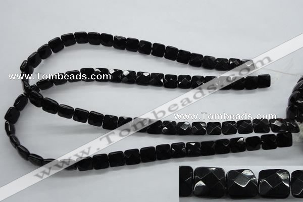 COB390 15.5 inches 10*10mm faceted square black obsidian beads