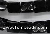 COB392 15.5 inches 14*14mm faceted square black obsidian beads