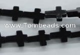 COB415 15.5 inches 10*14mm cross black obsidian beads wholesale