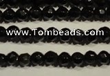 COB450 15.5 inches 4mm faceted round black obsidian beads