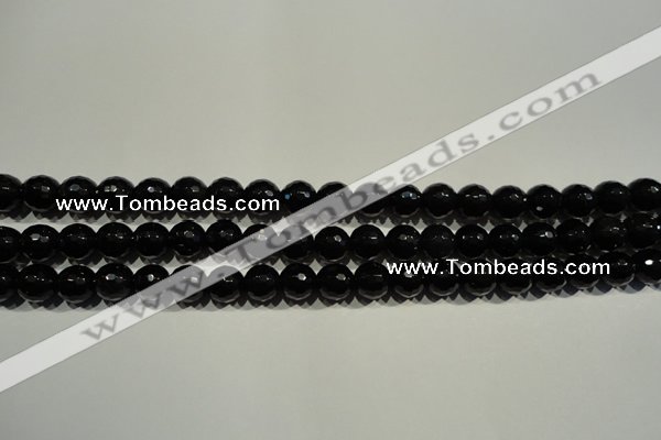 COB451 15.5 inches 6mm faceted round black obsidian beads