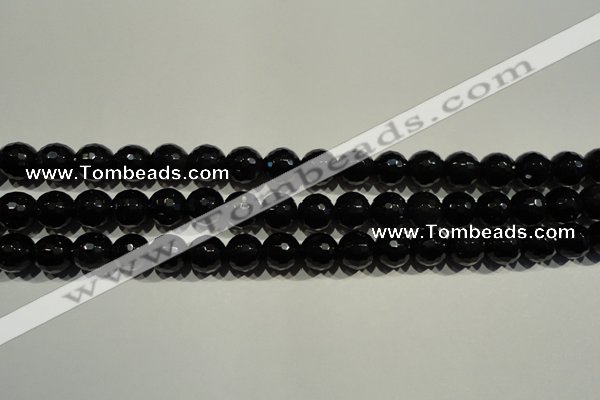 COB452 15.5 inches 8mm faceted round black obsidian beads