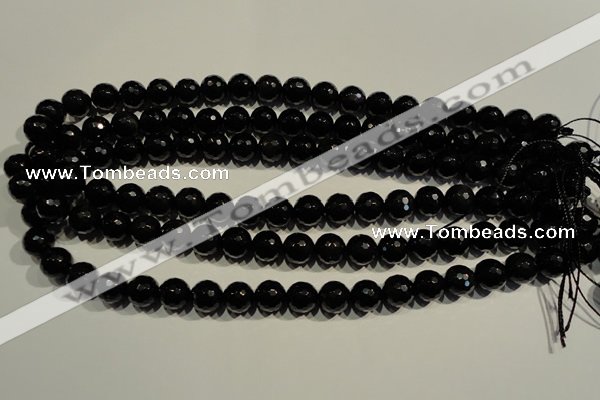 COB453 15.5 inches 10mm faceted round black obsidian beads