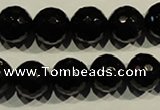 COB454 15.5 inches 12mm faceted round black obsidian beads