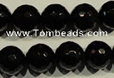 COB455 15.5 inches 14mm faceted round black obsidian beads