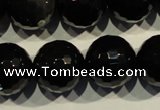 COB457 15.5 inches 18mm faceted round black obsidian beads