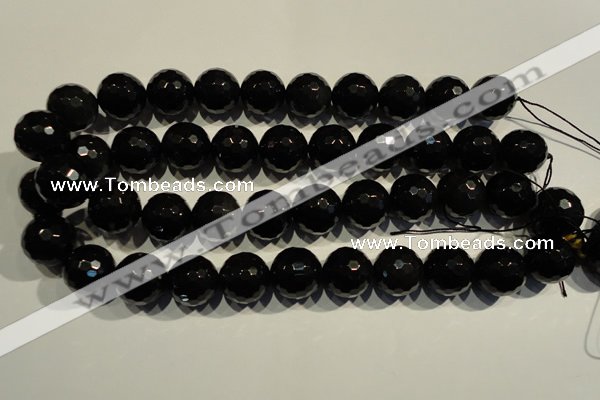 COB457 15.5 inches 18mm faceted round black obsidian beads