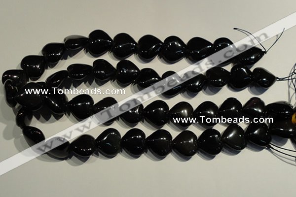 COB470 15.5 inches 16*16mm heart black obsidian beads wholesale