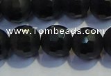 COB473 15.5 inches 6mm faceted round matte black obsidian beads