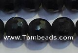 COB474 15.5 inches 8mm faceted round matte black obsidian beads