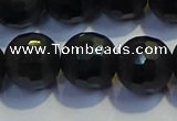 COB476 15.5 inches 12mm faceted round matte black obsidian beads