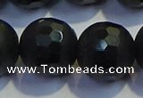 COB480 15.5 inches 20mm faceted round matte black obsidian beads