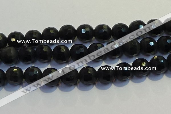 COB480 15.5 inches 20mm faceted round matte black obsidian beads