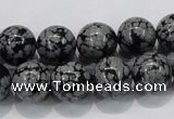 COB53 15.5 inches 12mm round Chinese snowflake obsidian beads