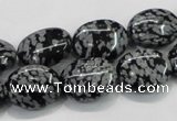 COB55 15.5 inches 12*16mm oval Chinese snowflake obsidian beads