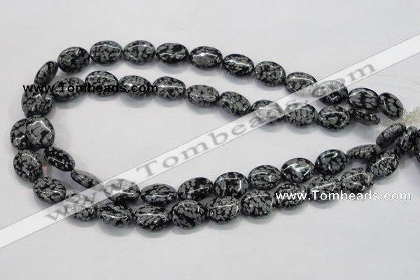 COB55 15.5 inches 12*16mm oval Chinese snowflake obsidian beads