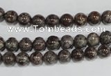 COB551 15.5 inches 6mm round red snowflake obsidian beads wholesale